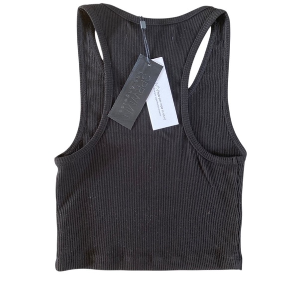 SPRWMN Crop Racer Back Tank Sleeveless Top NWT Black - Picture 3 of 6